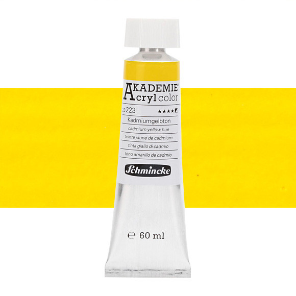 Акриловая краска Akademie 60 мл, цвет cadmium yellow hue №223, фото 1
