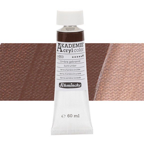 Акриловая краска Akademie 60 мл, цвет burnt umber №669