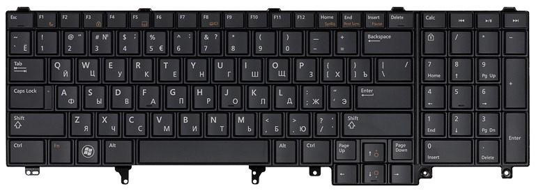Клавиатура для ноутбука Dell Latitude M6600 черная, без подсветки, с джойстиком