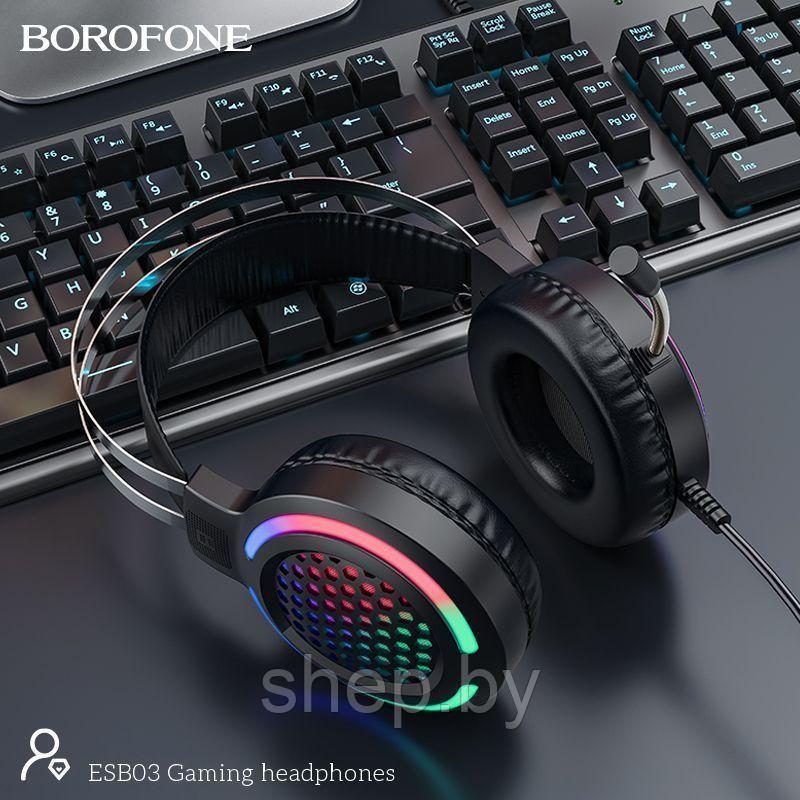 Наушники BOROFONE ESB03 полноразмерные игровые с микрофоном (2 м.,USB+3,5 мм, переходник 2*3,5мм) цвет: черный - фото 3 - id-p168918631