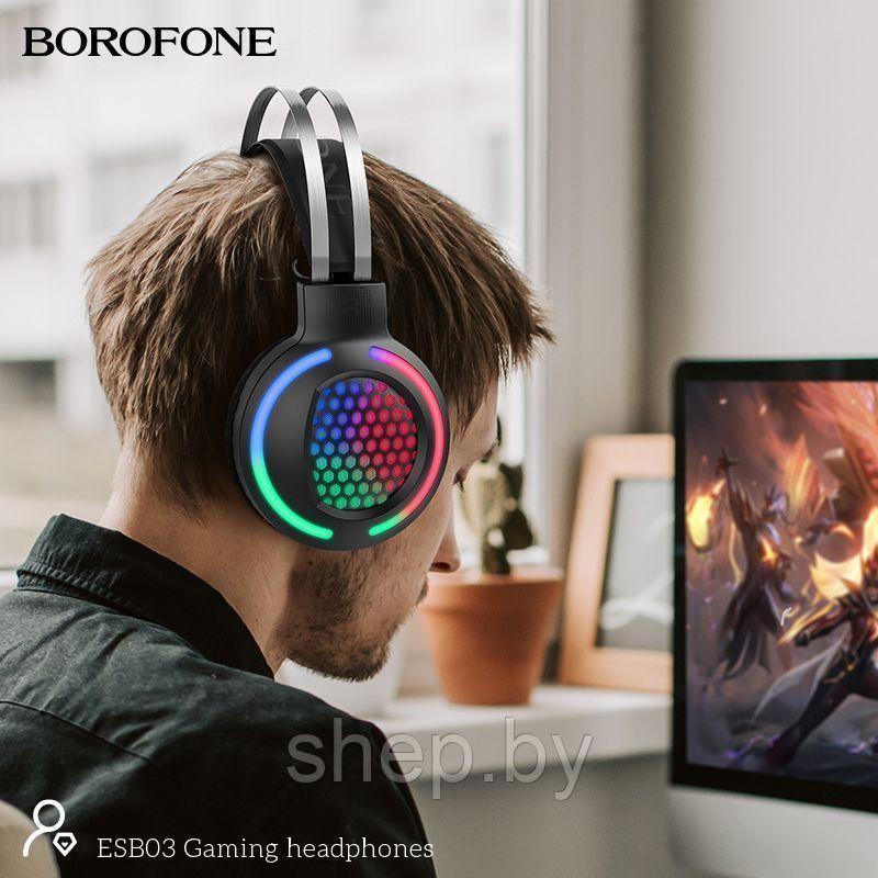 Наушники BOROFONE ESB03 полноразмерные игровые с микрофоном (2 м.,USB+3,5 мм, переходник 2*3,5мм) цвет: черный - фото 4 - id-p168918631