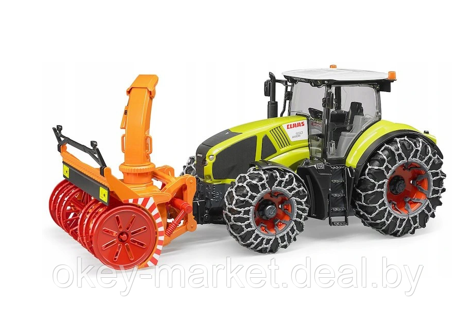 Игрушка Bruder трактор Claas Axion 950 со снегоочистителем и цепями 03017 - фото 4 - id-p168920224