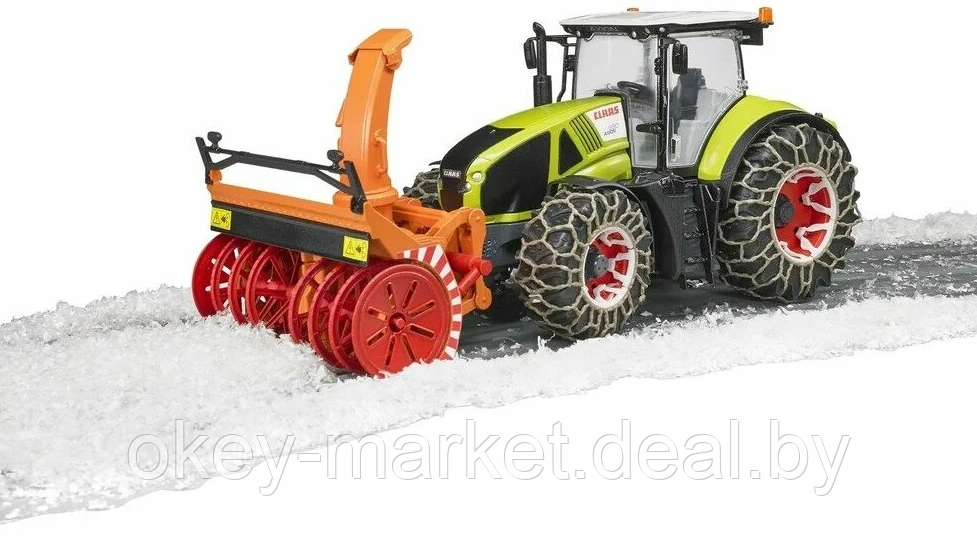 Игрушка Bruder трактор Claas Axion 950 со снегоочистителем и цепями 03017 - фото 6 - id-p168920224