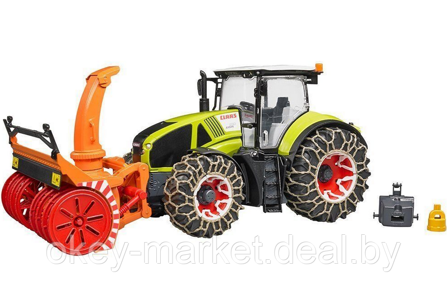 Игрушка Bruder трактор Claas Axion 950 со снегоочистителем и цепями 03017 - фото 8 - id-p168920224