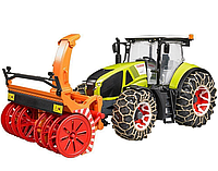 Игрушка Bruder трактор Claas Axion 950 со снегоочистителем и цепями 03017