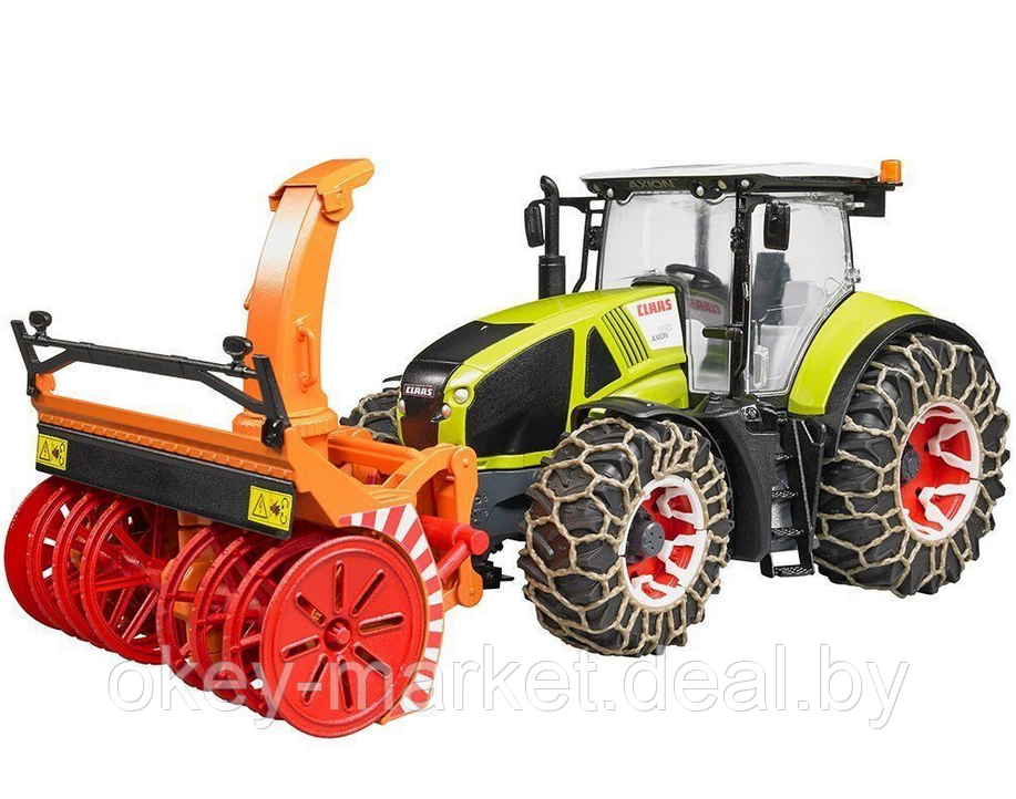 Игрушка Bruder трактор Claas Axion 950 со снегоочистителем и цепями 03017 - фото 1 - id-p168920224