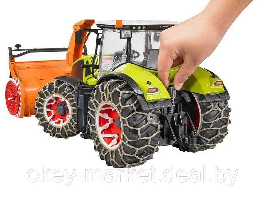 Игрушка Bruder трактор Claas Axion 950 со снегоочистителем и цепями 03017 - фото 9 - id-p168920224