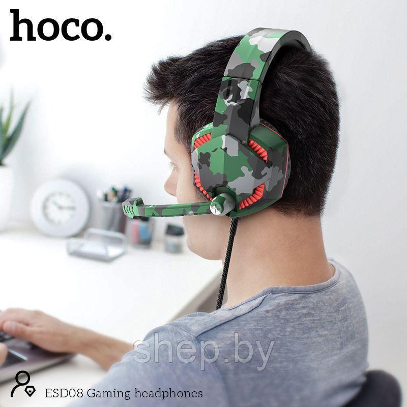 Наушники Hoco ESD08 полноразмерные игровые с микрофоном (2 м.,USB+3,5 мм, переходник 2*3,5мм) цвет: хаки - фото 6 - id-p168920729
