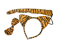 Набор Тигр с ушками на обруче ободке, хвостик и бабочка карнавальный