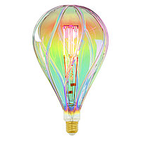 Ретро лампа светодиодная. Радужная колба. Прямой филамент LED-SF31-5W-SOHO-E27-CW RAINBOW GLS77RB