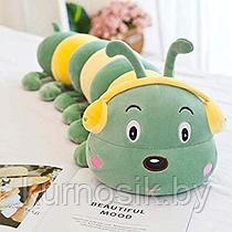 Мягкая игрушка подушка гусеница "Рико" 60 см зеленая