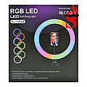 Кольцевая LED лампа RGB RL-13 33 см. + штатив 2м. + держатель для телефона, фото 5