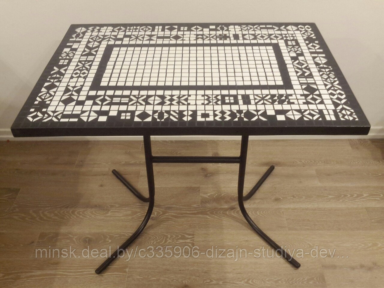 Мозаичный обеденный стол "Black & White прямоугольный" 100% Hand Made!