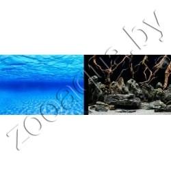 Barbus Фон для аквариума синее море/камни с корягами 45х1m/2ст 9073/9074 - фото 1 - id-p95968078
