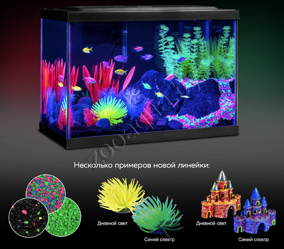 GLOFISH Растение пластиковое GLOFISH флуоресцентное зеленое 20,32см - фото 4 - id-p139493847