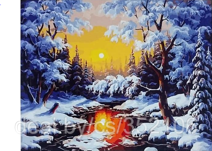 Рисование по номерам "Зима в лесу" картина