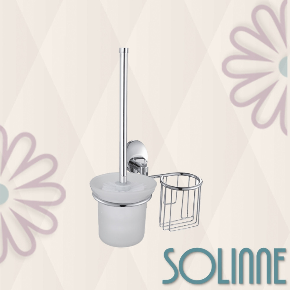 Туалетный ершик и держатель дезодоранта Solinne Modern 16162 , хром, стекло-сатин - фото 1 - id-p168943963