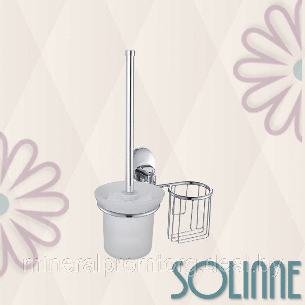 Туалетный ершик и держатель дезодоранта Solinne 16162, хром, стекло-сатин - фото 1 - id-p168944217