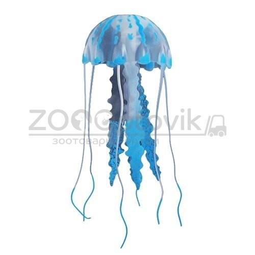Meijing Aquarium Декор из силикона Медуза плавающая (голубая) 10x20 см - фото 1 - id-p168946319