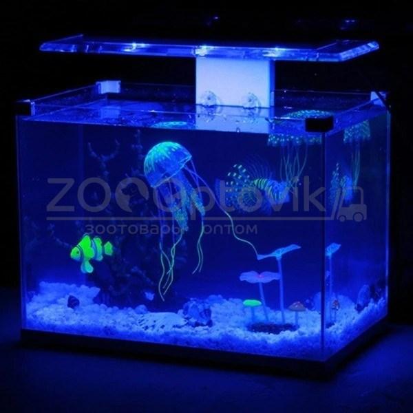 Meijing Aquarium Декор из силикона Медуза плавающая (голубая) 10x20 см - фото 2 - id-p168946319