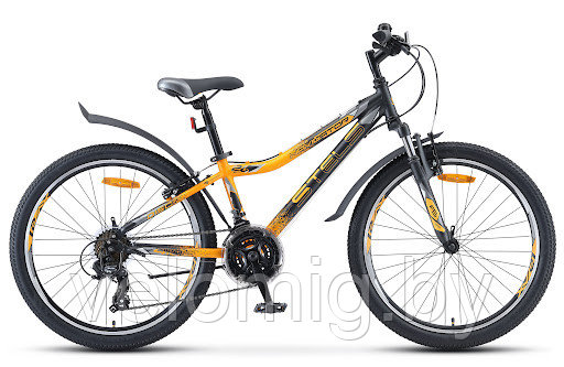 Велосипед подростковый Stels Navigator 410 V 24 21-sp V010 (2022)чёрно-жёлтый.