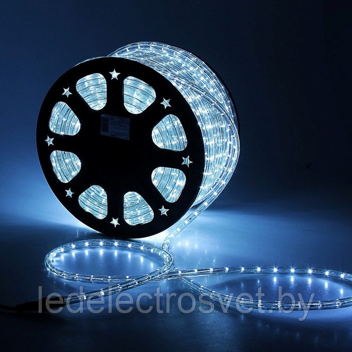 LED шнур 13 мм, круглый, 100 м, чейзинг, 3W-LED/м-36-220V. в компл. набор д/подкл. Белый