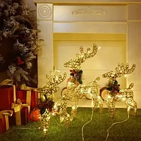 Украшение новогоднее "Золотой олень" 30 см со светодиодами