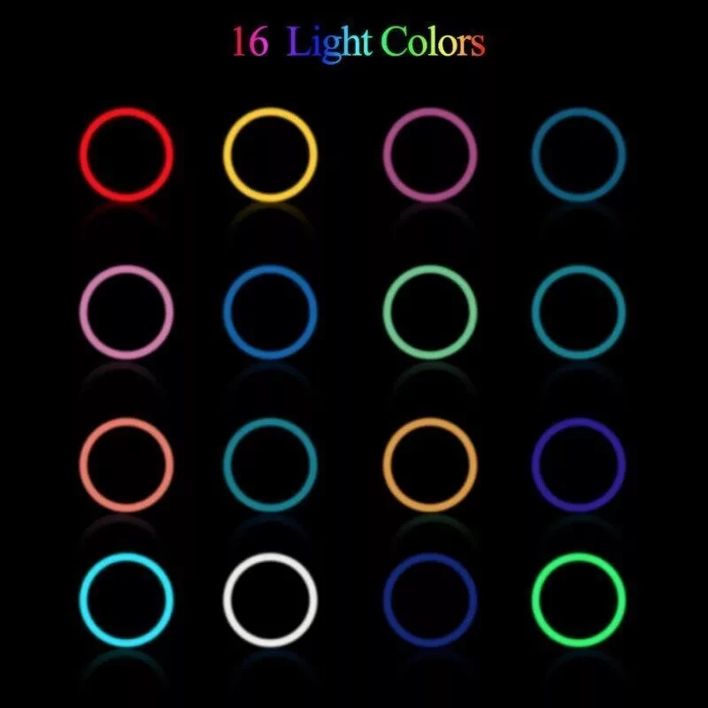 Кольцевая светодиодная цветная лампа / RGB LED MJ33 / диаметр 33 см / со штативом 2.0 м. - фото 5 - id-p168977097