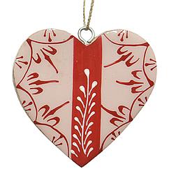 Елочное украшение "Сердце" 1x8x1 см бело-красное 556127-3