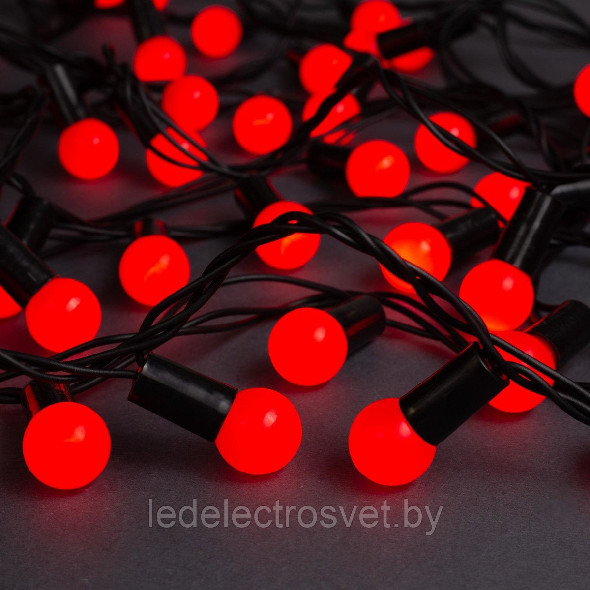 НИТЬ DCR. IP44, "Шарики d=1.5 см" 10 м, Н.Т. LED-100-220V, 8 режимов, КРАСНЫЙ 671564