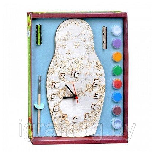 Набор для росписи Часы из дерева Матрешка - фото 1 - id-p56409528