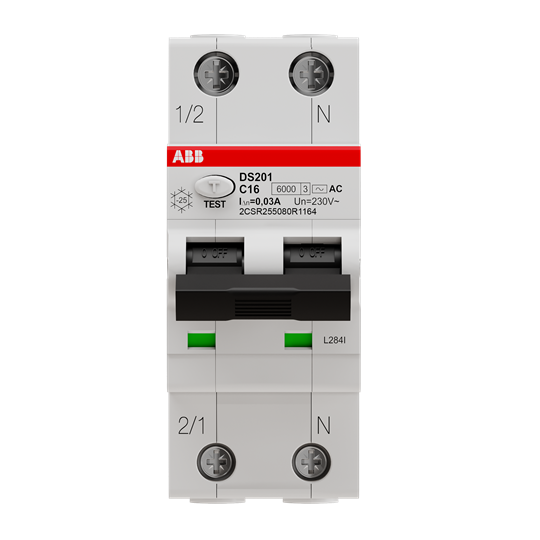Дифавтомат ABB DS201 C16 AC30 1P+N C 16A 30mA 6kA 2M дифференциальный автоматический выключатель