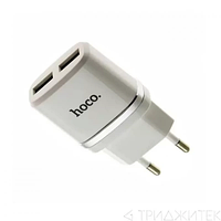 Сетевое зарядное устройство СЗУ Hoco C12 Smart Dual USB Charger Premium (EU) 2*USB 2.4A (белое)