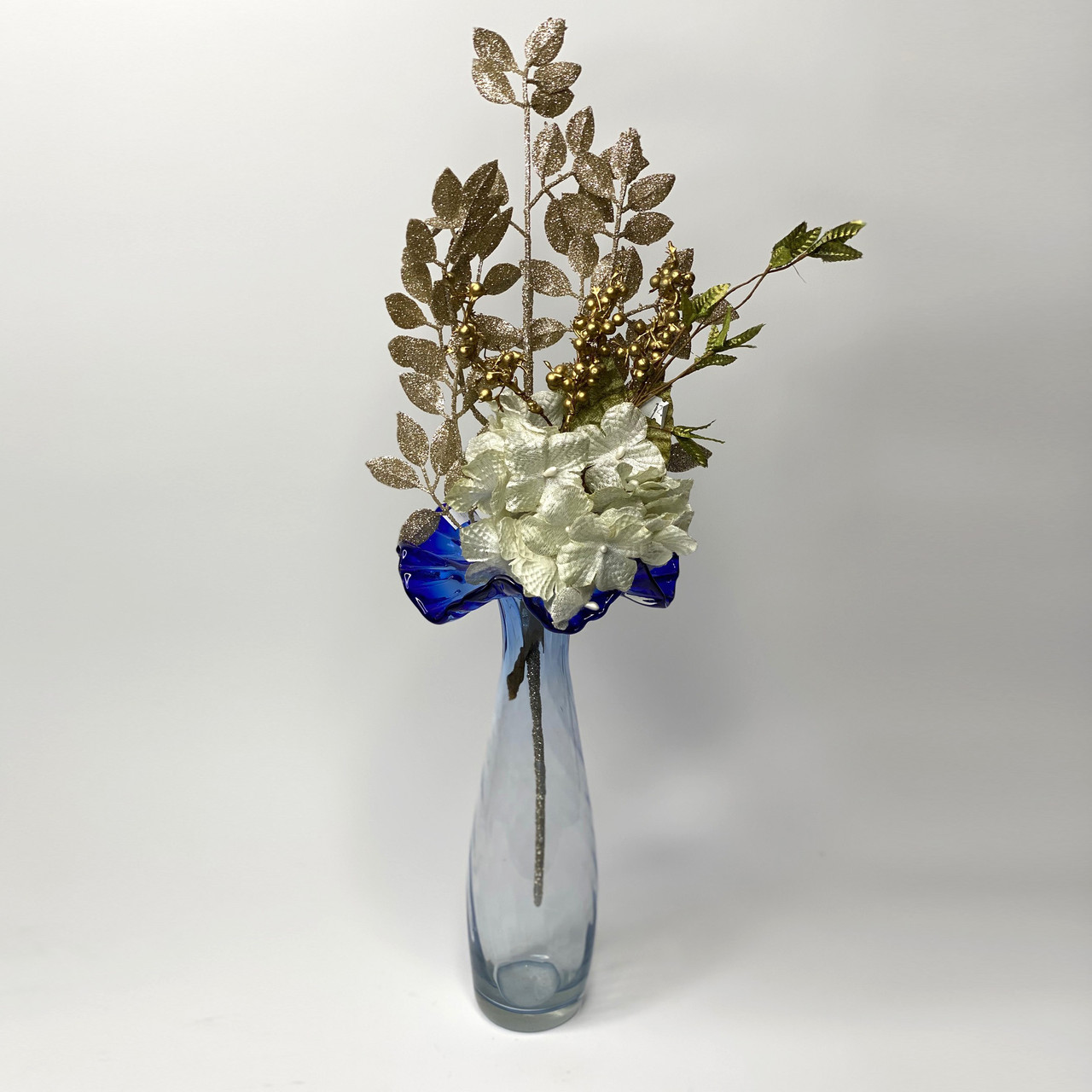 Ваза стеклянная Chrysanthemum blue