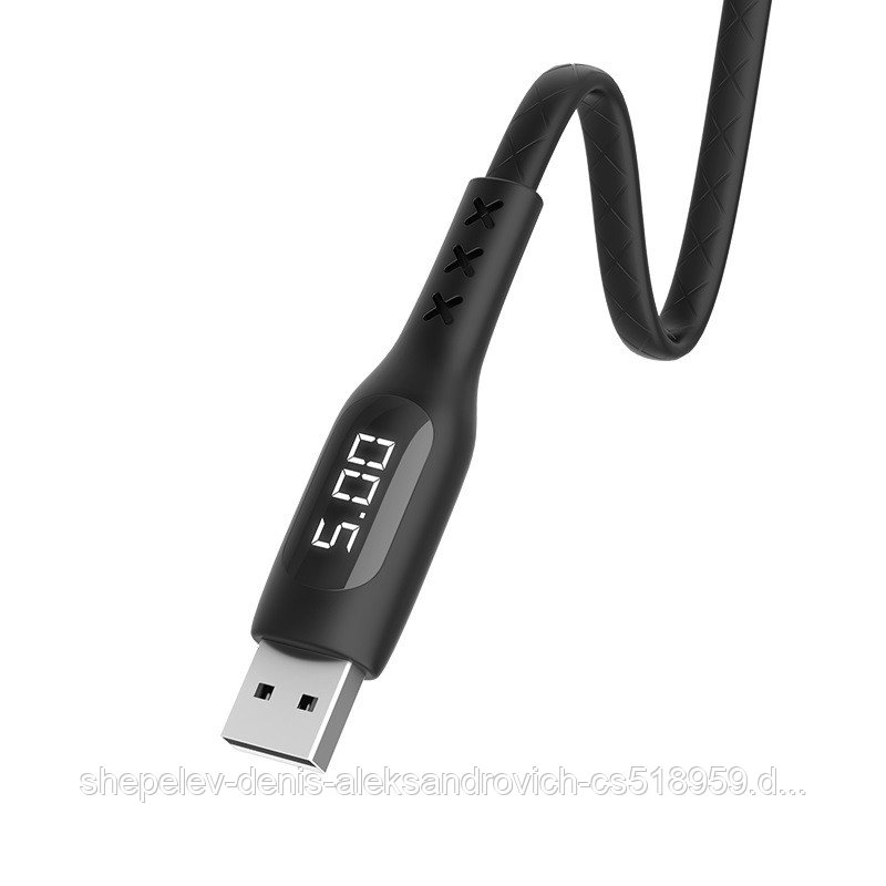 Дата-кабель Hoco S6 Lightning (таймер, 1.2 м) цвет: черный