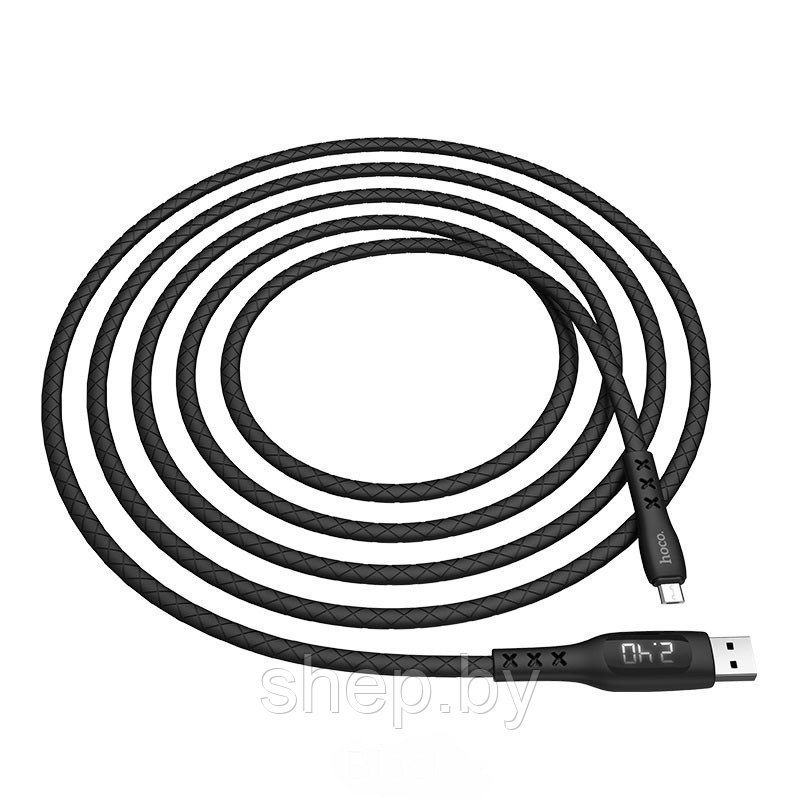 Дата-кабель Hoco S6 Micro (таймер, 1.2 м) цвет: черный - фото 3 - id-p169035988