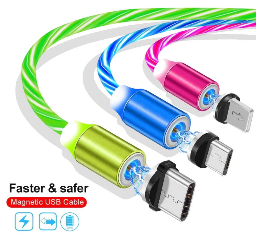 Магнитный кабель для зарядки USB 3 в 1  LED KK21S  ( 4 цвета ) 1 м