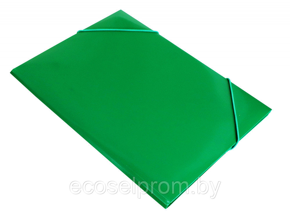 Папка на резинке Бюрократ -PR05GRN A4 пластик кор.30мм 0.5мм зеленый - фото 1 - id-p169049465