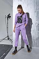 Женский осенний трикотажный фиолетовый спортивный спортивный костюм Luna 021 фиолетовый 44р.