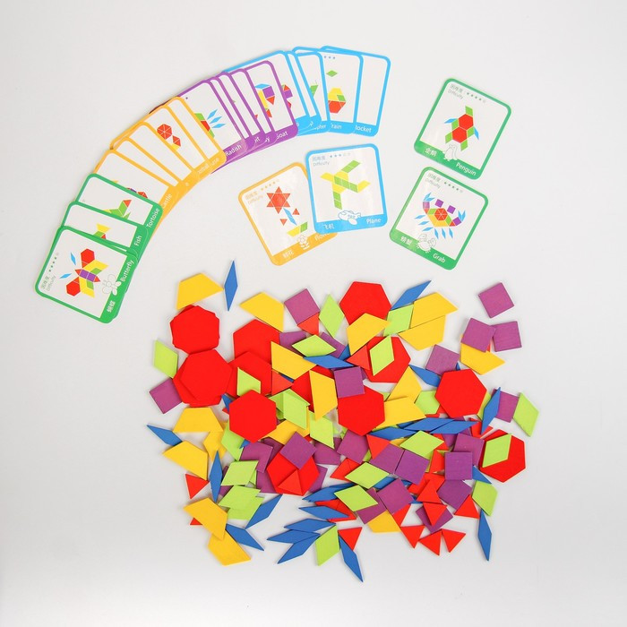 Деревянная игрушка «Развивающий геометрический пазл», 24,5 × 21,3 × 4 см, 24 карточки, 155 деталей - фото 1 - id-p169060511