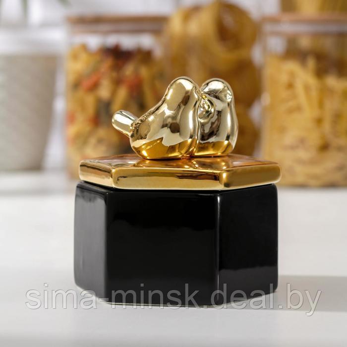 Банка керамическая для сыпучих продуктов «Золотое крыло», 10,5×11,5 см , цвет чёрный - фото 1 - id-p169065186