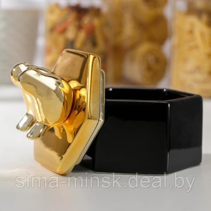 Банка керамическая для сыпучих продуктов «Золотое крыло», 10,5×11,5 см , цвет чёрный - фото 2 - id-p169065186