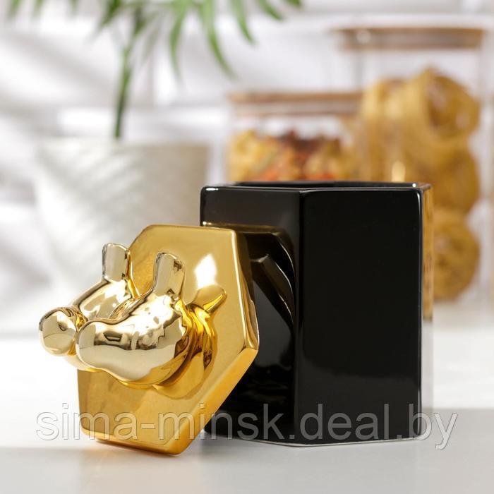 Банка керамическая для сыпучих продуктов «Золотое крыло», 10,5×16,5 см , цвет чёрный - фото 2 - id-p169065188