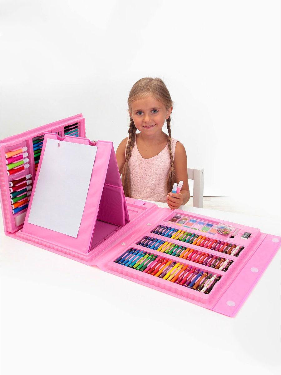 Набор для рисования Юный художник с мольбертом 208 предметов розовый - фото 5 - id-p169071996