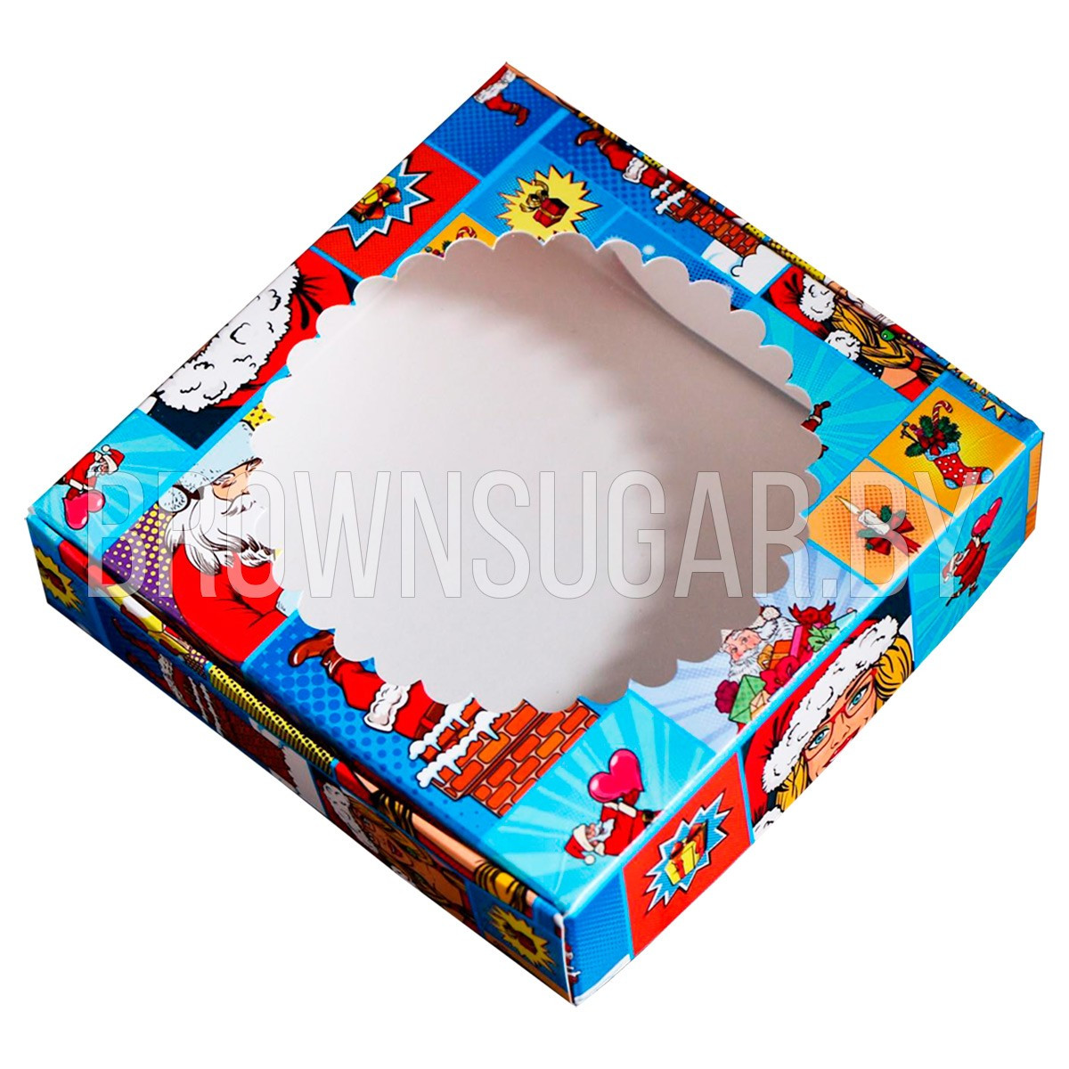 Подарочная коробка сборная с окном "Новогодний сюрприз" (Китай, 11,5х11,5х3см) 7118239 - фото 1 - id-p168461667