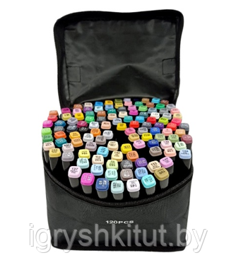 Маркеры двухсторонние для скетчинга 120 цветов в пенале, арт.CX802-120 - фото 1 - id-p169109710