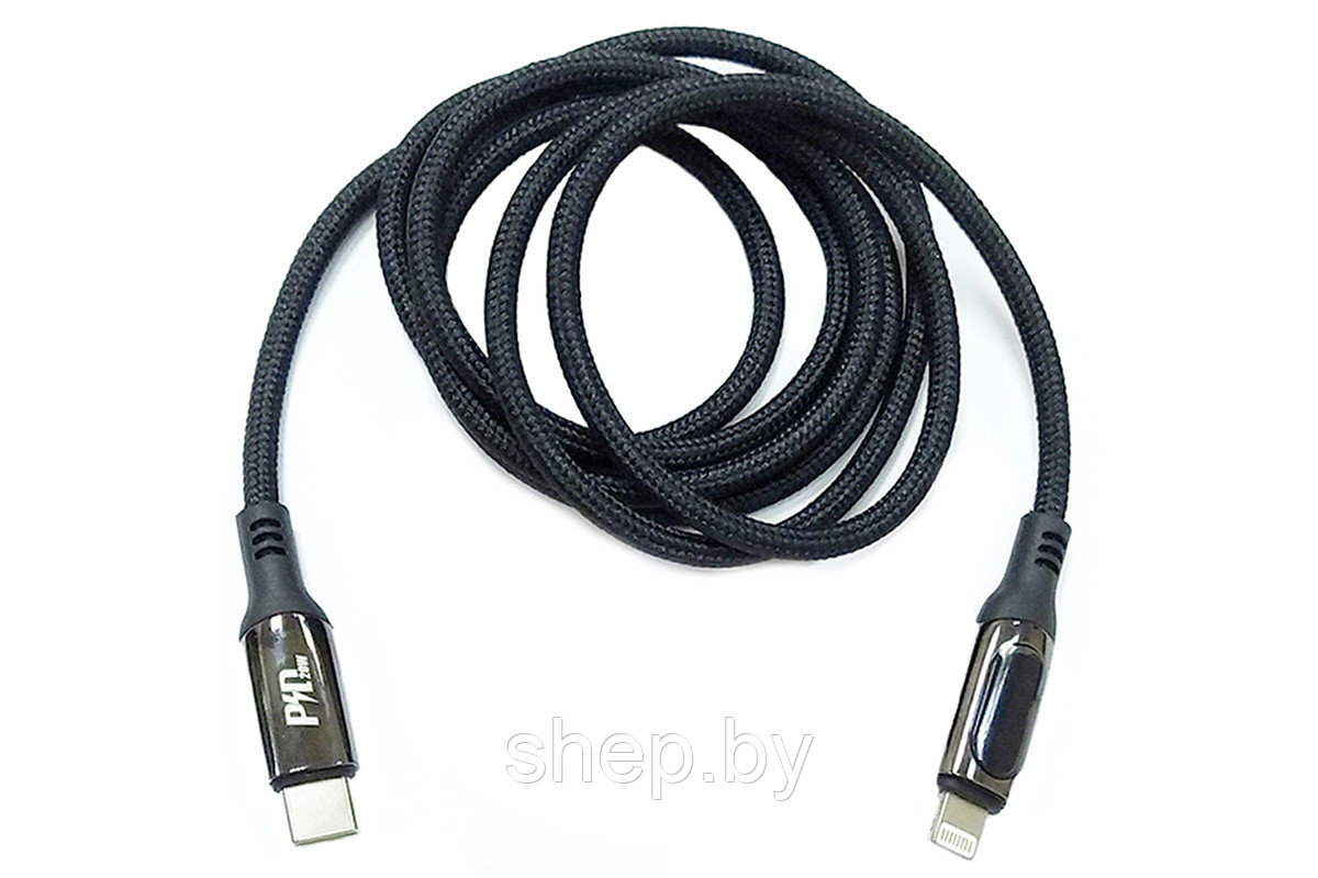 Дата-кабель Hoco S51 Type-C to Lightning (PD 20W,1.2 м,нейлон,дисплей) цвет: черный - фото 3 - id-p169110095