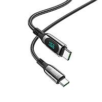 Дата-кабель Hoco S51 Type-C to Type-C (PD 100W,1.2 м,нейлон,дисплей) цвет: черный