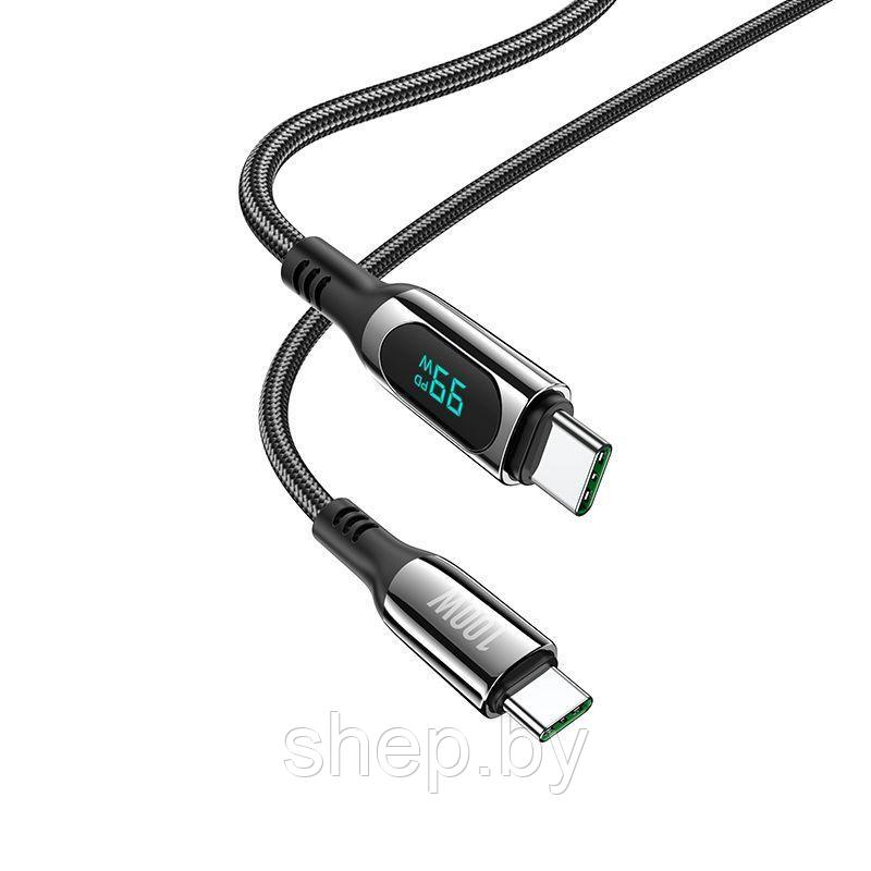 Дата-кабель Hoco S51 Type-C to Type-C (PD 100W,1.2 м,нейлон,дисплей) цвет: черный - фото 1 - id-p169110241