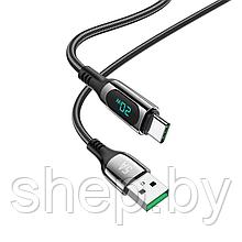 Дата-кабель Hoco S51 5A Type-C (PD 100W,1.2 м,нейлон,дисплей) цвет: черный